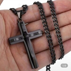 Hand Crafted Black Cross Necklace
